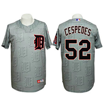 Detroit Tigers #52 Yoenis Cespedes Authentic 3D Fashion Grey Jersey Detroit Tigers #52 Yoenis Cespedes Authentic 3D Fashion Grey Jersey