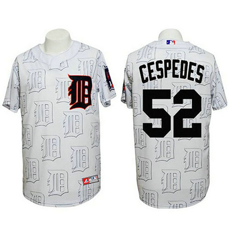 Detroit Tigers #52 Yoenis Cespedes Authentic 3D Fashion White Jersey Detroit Tigers #52 Yoenis Cespedes Authentic 3D Fashion White Jersey