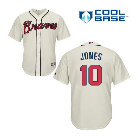 YOUTH Atlanta Braves #10 Chipper Jones Alternate 2 Cool Base Cream Replica Jersey YOUTH Atlanta Braves #10 Chipper Jones Alternate 2 Cool Base Cream Replica Jersey