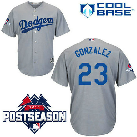Los Angeles Dodgers #23 Adrian Gonzalez Grey Cool Base Away Jersey