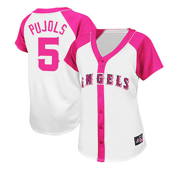 Los Angeles Angels of Anaheim #5 Albert Pujols White/Pink Wo Splash Fashion Jersey Los Angeles Angels of Anaheim #5 Albert Pujols White/Pink Wo Splash Fashion Jersey