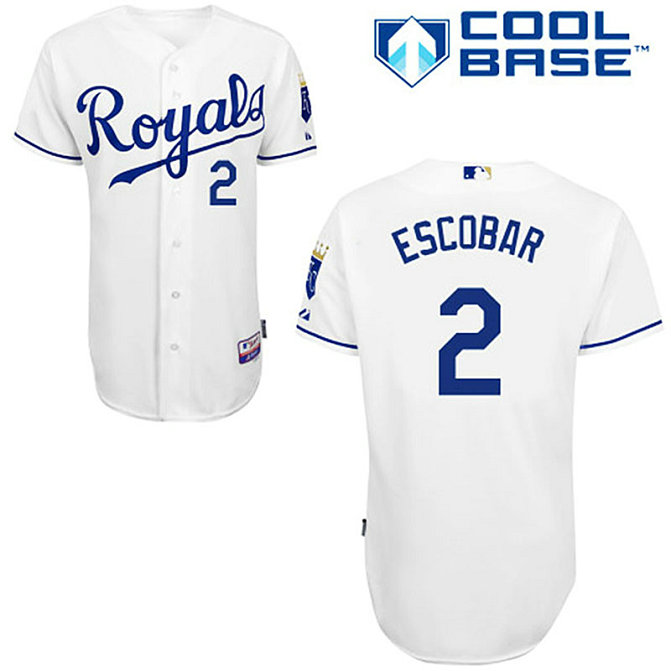 Kansas City Royals #2 Alcides Escobar White Jersey