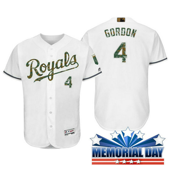 Kansas City Royals Alex Gordon #4 White Camo Fashion 2016 Memorial Day Cool Base Jersey Kansas City Royals Alex Gordon #4 White Camo Fashion 2016 Memorial Day Cool Base Jersey