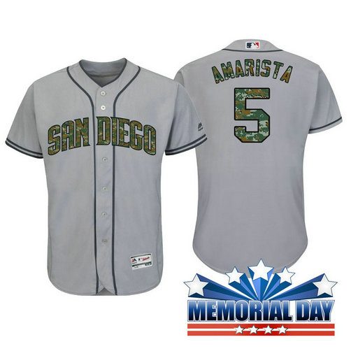 San Diego Padres Alexi Amarista #5 Grey Camo Fashion 2016 Memorial Day Cool Base Jersey