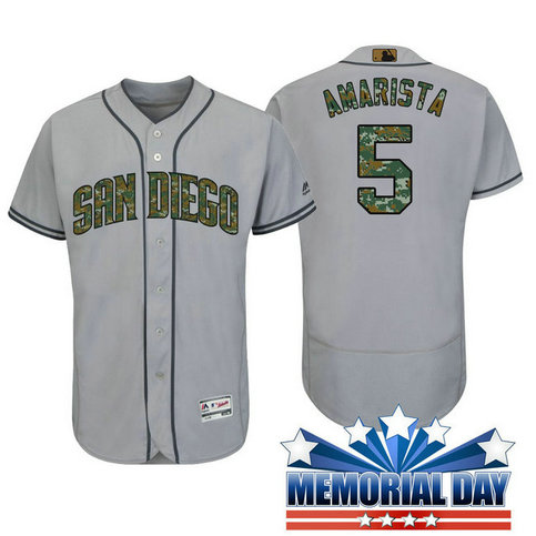 San Diego Padres Alexi Amarista #5 Grey Camo Fashion 2016 Memorial Day Flex Base Jersey