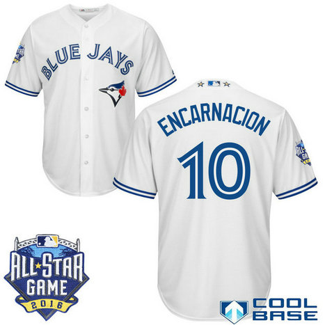 Toronto Blue Jays #10 Edwin Encarnacion White 2016All Star Game Patch Cool Base Jersey Toronto Blue Jays #10 Edwin Encarnacion White 2016All Star Game Patch Cool Base Jersey