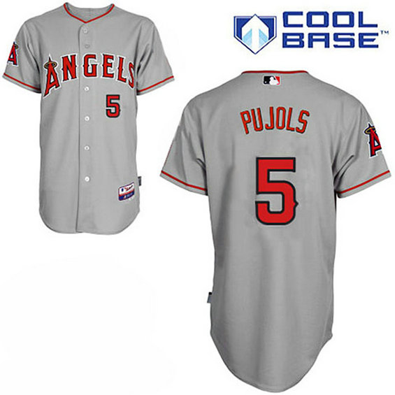 Los Angeles Angels of Anaheim #5 Albert Pujols Grey Away Cool Base Jersey Los Angeles Angels of Anaheim #5 Albert Pujols Grey Away Cool Base Jersey