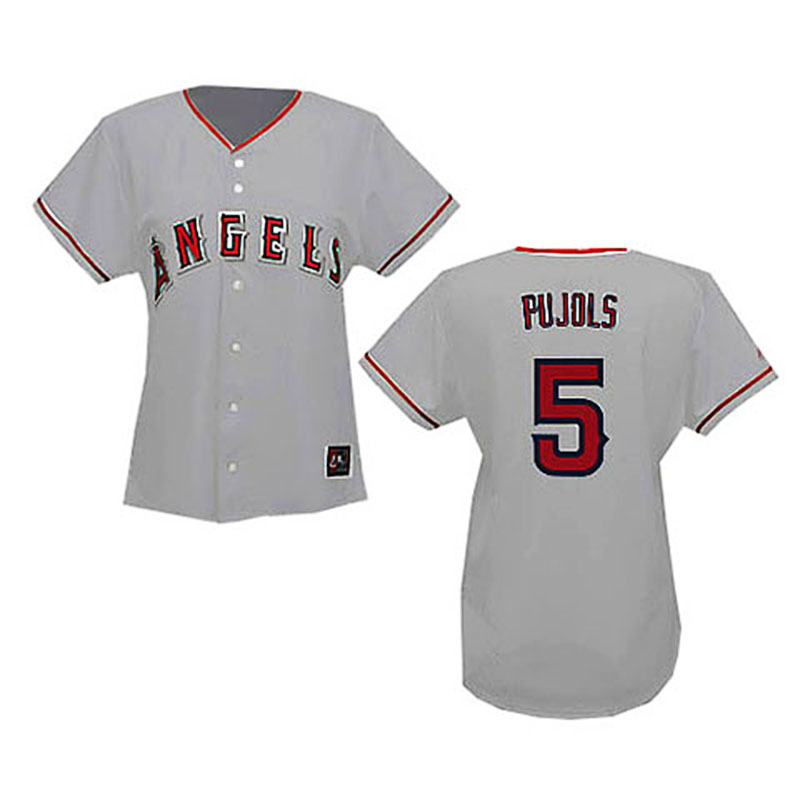 Los Angeles Angels of Anaheim #5 Albert Pujols Grey WoFashion Jersey Los Angeles Angels of Anaheim #5 Albert Pujols Grey WoFashion Jersey