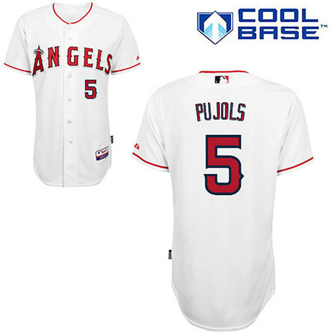 Los Angeles Angels of Anaheim #5 Albert Pujols White Home Cool Base Jersey Los Angeles Angels of Anaheim #5 Albert Pujols White Home Cool Base Jersey