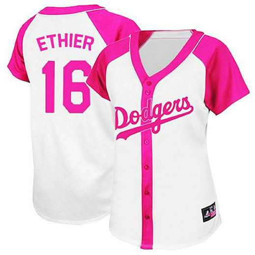 Los Angeles Dodgers #16 Andre Ethier White/Pink Wo Splash Fashion Jersey Los Angeles Dodgers #16 Andre Ethier White/Pink Wo Splash Fashion Jersey