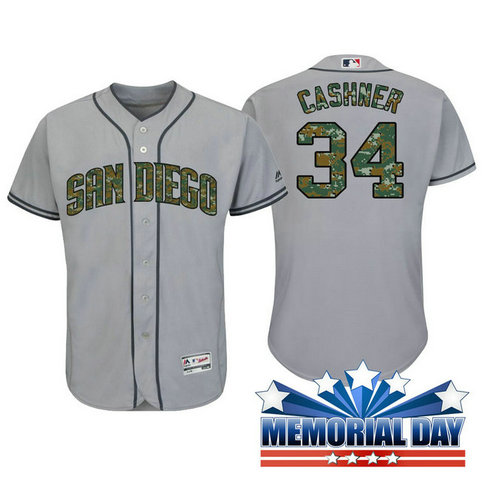 San Diego Padres Andrew Cashner #34 Grey Camo Fashion 2016 Memorial Day Cool Base Jersey San Diego Padres Andrew Cashner #34 Grey Camo Fashion 2016 Memorial Day Cool Base Jersey