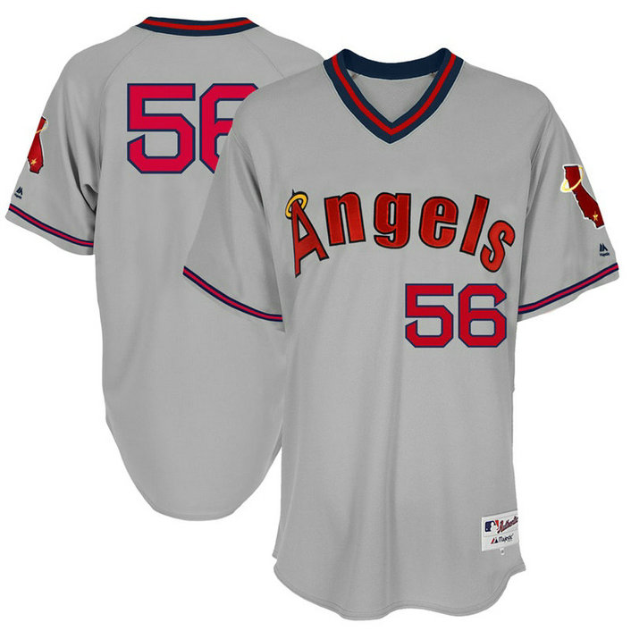 Los Angeles Angels #56 Kole Calhoun Grey 1977 Throwback Turn Back the Clock Authentic Player Jersey