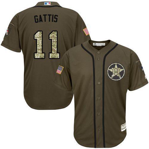 Houston Astros #11 Evan Gattis Olive Camo Jersey