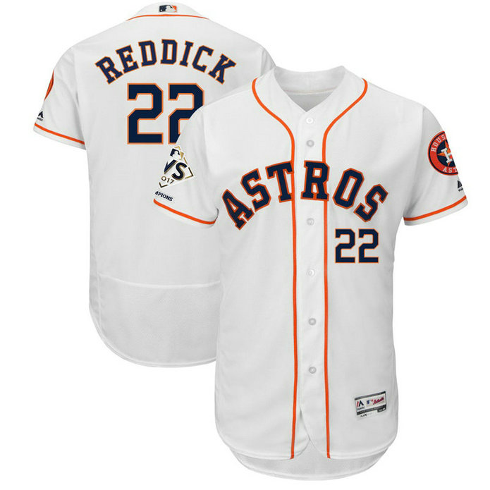 Houston Astros Josh Reddick #22 White 2017 World Series Champions Patch Flex Base Player Jersey Houston Astros Josh Reddick #22 White 2017 World Series Champions Patch Flex Base Player Jersey