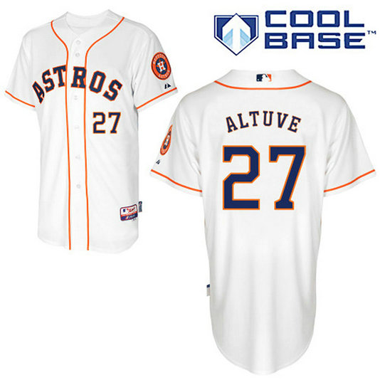 Houston Astros #27 Jose Altuve Authentic White Home Cool Base Jersey