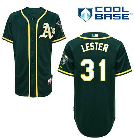Oakland Athletics #31 Jon Lester Authentic Green Alternate Cool Base Jersey Oakland Athletics #31 Jon Lester Authentic Green Alternate Cool Base Jersey