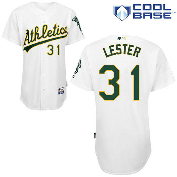 Oakland Athletics #31 Jon Lester Authentic White Home Cool Base Jersey Oakland Athletics #31 Jon Lester Authentic White Home Cool Base Jersey