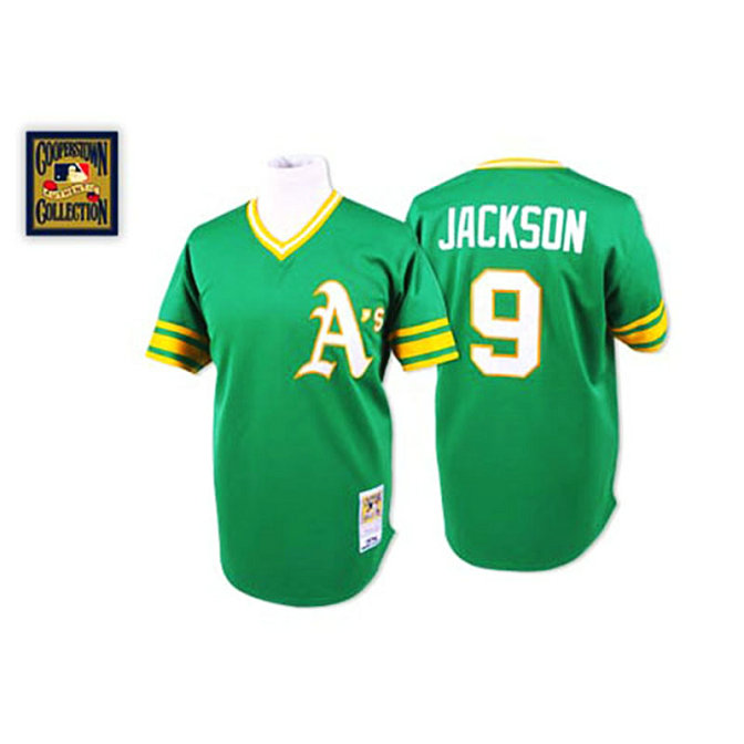 Oakland Athletics #9 Reggie Jackson Green Alternate Throwback Jersey