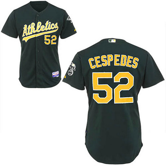 Oakland Athletics #52 Yoenis Cespedes Green Cool Base Jersey Oakland Athletics #52 Yoenis Cespedes Green Cool Base Jersey