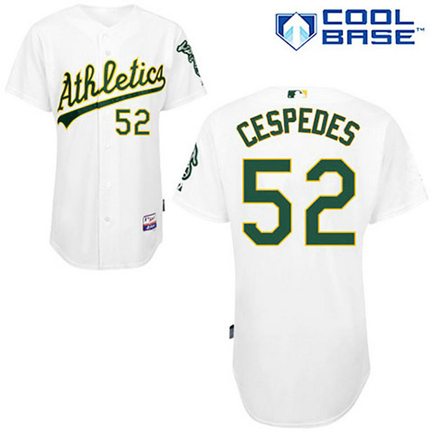 Oakland Athletics #52 Yoenis Cespedes White Cool Base Jersey Oakland Athletics #52 Yoenis Cespedes White Cool Base Jersey