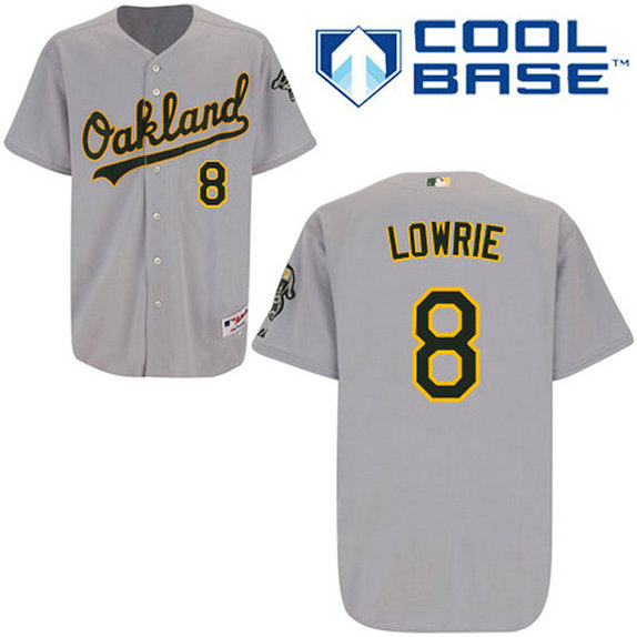 Oakland Athletics #8 Jed Lowrie Authentic Grey Away Cool Base Jersey