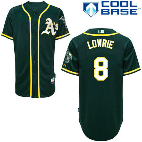 Oakland Athletics #8 Jed Lowrie Authentic Green Alternate Cool Base Jersey