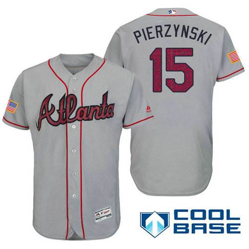 Atlanta Braves #15 A.J. Pierzynski Grey Stars & Stripes 2016 Independence Day Cool Base Jersey Atlanta Braves #15 A.J. Pierzynski Grey Stars & Stripes 2016 Independence Day Cool Base Jersey
