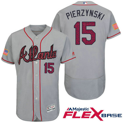 Atlanta Braves #15 A.J. Pierzynski Grey Stars & Stripes 2016 Independence Day Flex Base Jersey Atlanta Braves #15 A.J. Pierzynski Grey Stars & Stripes 2016 Independence Day Flex Base Jersey