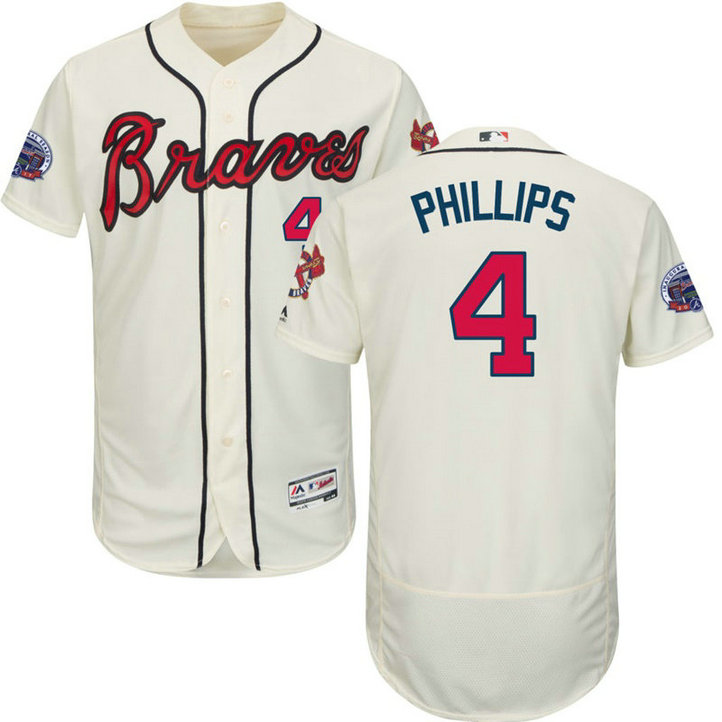 Atlanta Braves Brandon Phillips #4 Cream 2017 All-Star Patch Flex Base Jersey