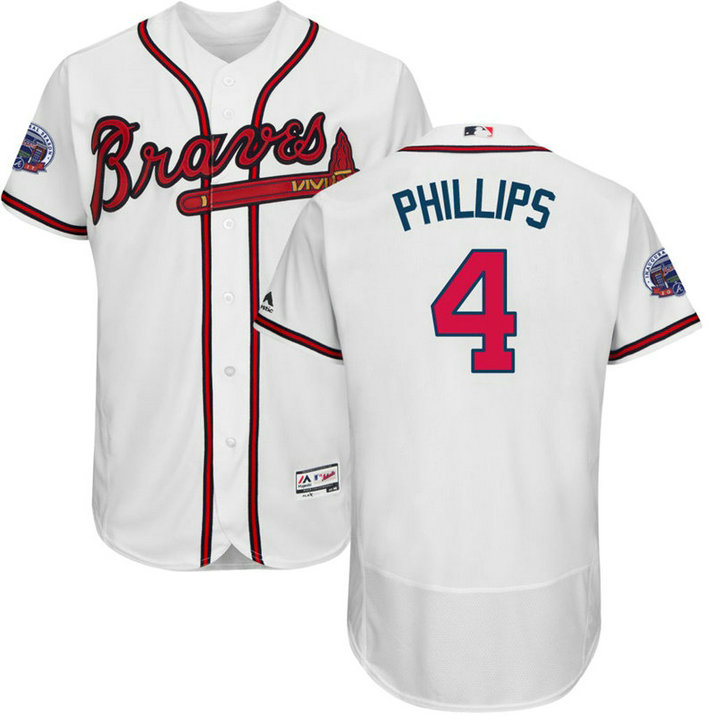 Atlanta Braves Brandon Phillips #4 White 2017 All-Star Patch Flex Base Jersey Atlanta Braves Brandon Phillips #4 White 2017 All-Star Patch Flex Base Jersey