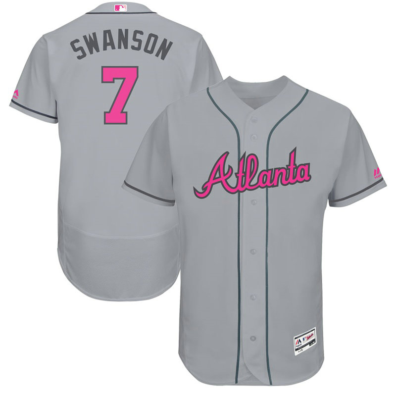 Dansby Swanson #7 Atlanta Braves 2017 Mother's Day Grey Flex Base Jersey Dansby Swanson #7 Atlanta Braves 2017 Mother's Day Grey Flex Base Jersey