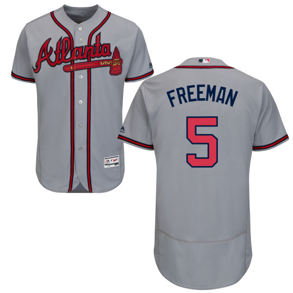 Atlanta Braves #5 Freddie Freeman Grey Flexbase Authentic Collection Jersey