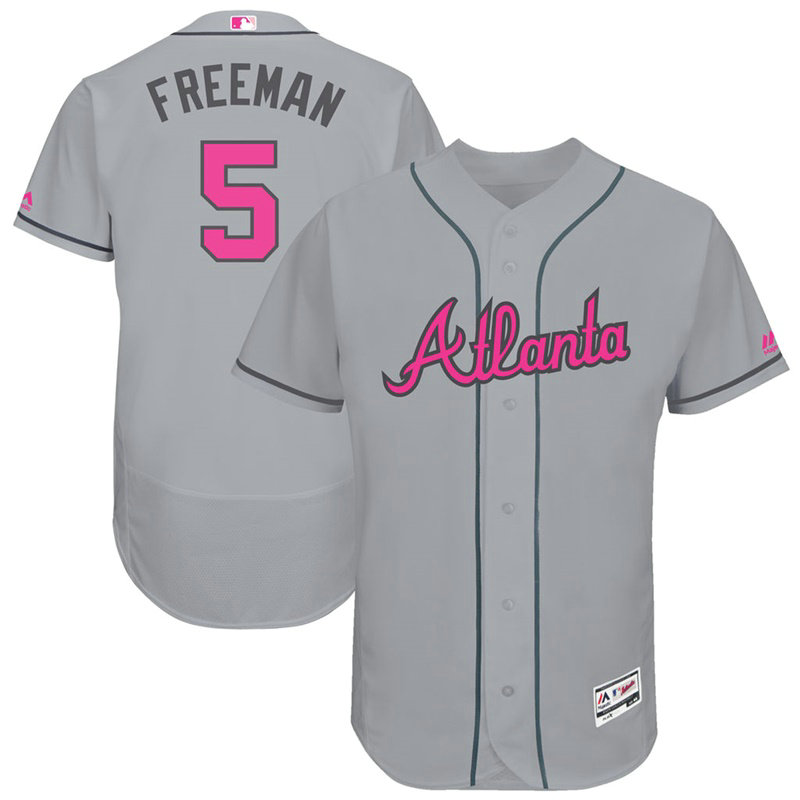 Freddie Freeman #5 Atlanta Braves 2017 Mother's Day Grey Flex Base Jersey