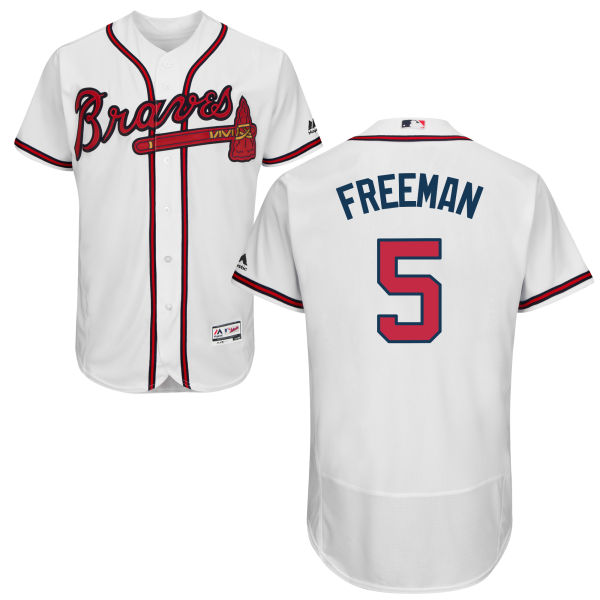 Atlanta Braves #5 Freddie Freeman White Flexbase Authentic Collection Jersey Atlanta Braves #5 Freddie Freeman White Flexbase Authentic Collection Jersey