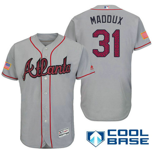 Atlanta Braves #31 Greg Maddux Grey Stars & Stripes 2016 Independence Day Cool Base Jersey Atlanta Braves #31 Greg Maddux Grey Stars & Stripes 2016 Independence Day Cool Base Jersey