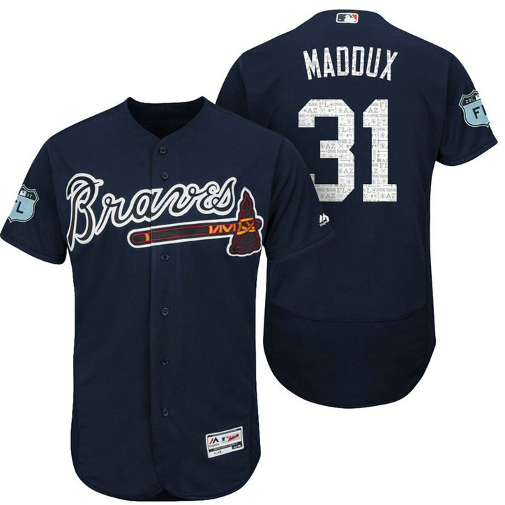 Atlanta Braves Greg Maddux #31 Navy 2017 Spring Training Grapefruit League Patch Authentic Collection Flex Base Jersey Atlanta Braves Greg Maddux #31 Navy 2017 Spring Training Grapefruit League Patch Authentic Collection Flex Base Jersey