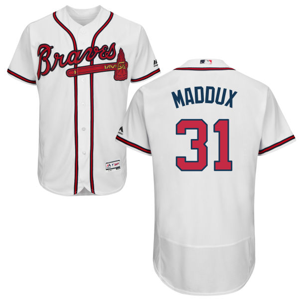 Atlanta Braves Greg Maddux #31 White Authentic Collection Flexbase Jersey Atlanta Braves Greg Maddux #31 White Authentic Collection Flexbase Jersey