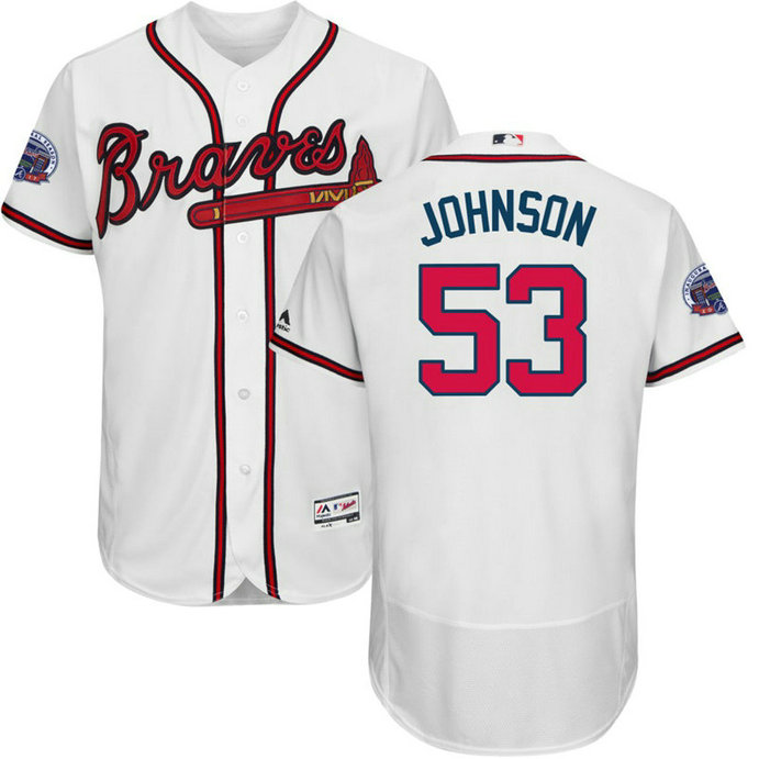 Atlanta Braves Jim Johnson #53 White 2017 All-Star Patch Flex Base Jersey Atlanta Braves Jim Johnson #53 White 2017 All-Star Patch Flex Base Jersey
