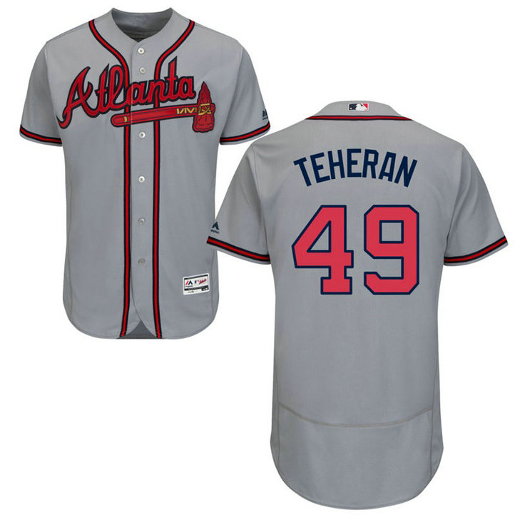 Atlanta Braves Julio Teheran #49 Grey Road Flex Base Jersey