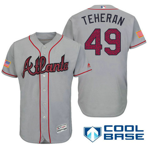 Atlanta Braves #49 Julio Teheran Grey Stars & Stripes 2016 Independence Day Cool Base Jersey