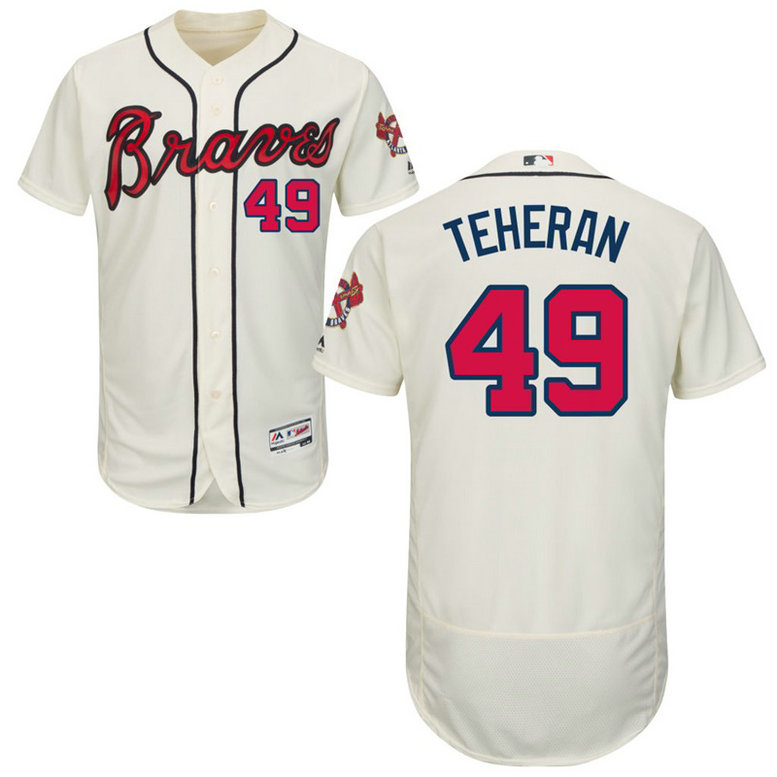 Atlanta Braves Julio Teheran #49 Ivory Alternate Flex Base Jersey