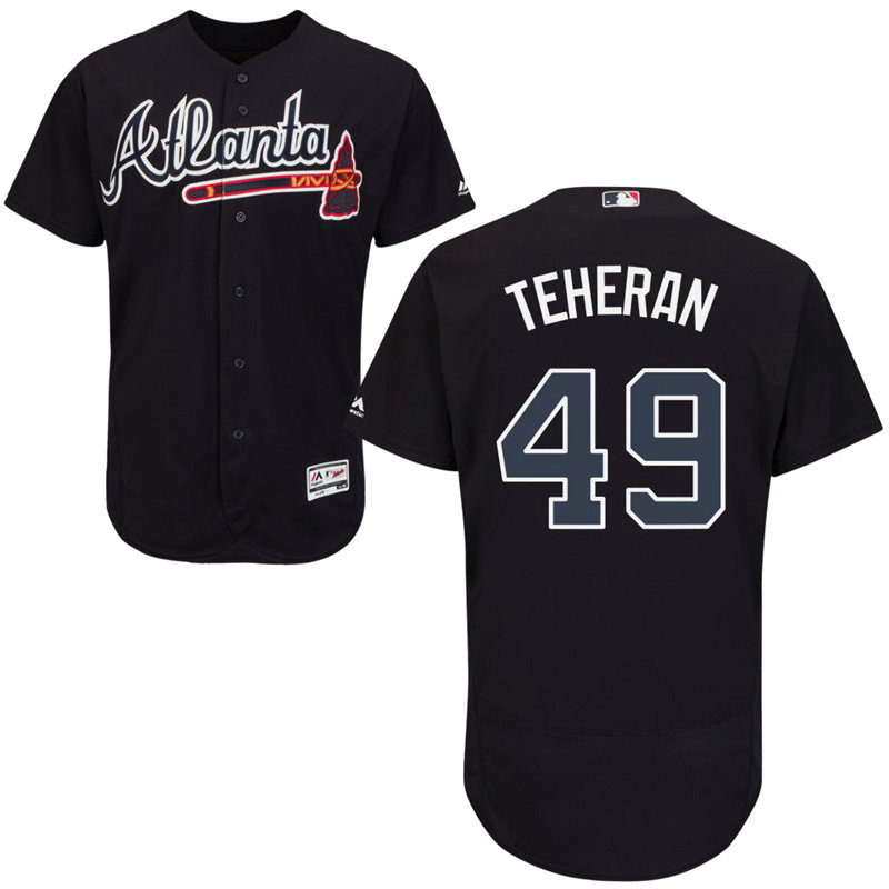 Atlanta Braves Julio Teheran #49 Navy Alternate Flex Base Jersey