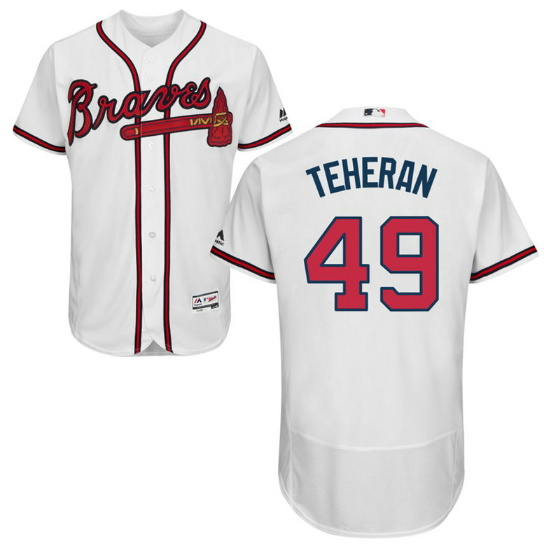 Atlanta Braves Julio Teheran #49 White Home Flex Base Jersey