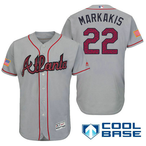 Atlanta Braves #22 Nick Markakis Grey Stars & Stripes 2016 Independence Day Cool Base Jersey