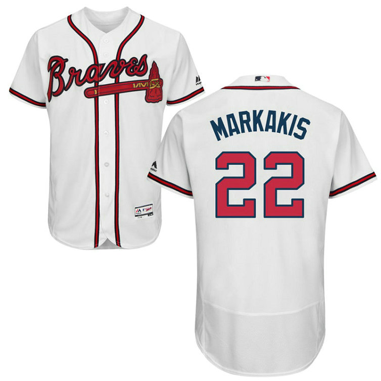 Atlanta Braves Nick Markakis #22 White Home Flex Base Jersey