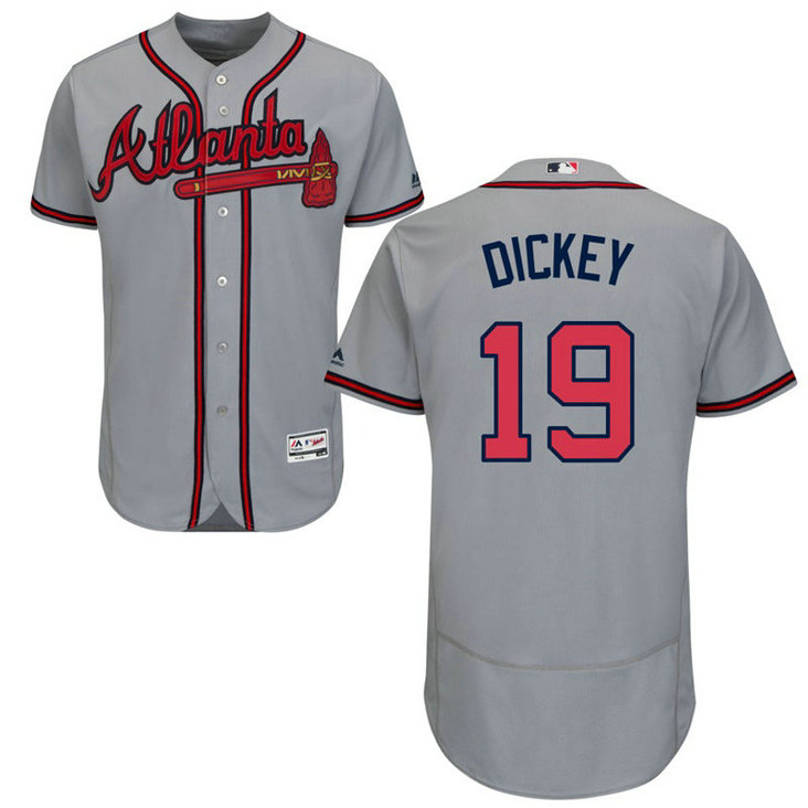 Atlanta Braves R.A. Dickey #19 Grey Road Flex Base Jersey
