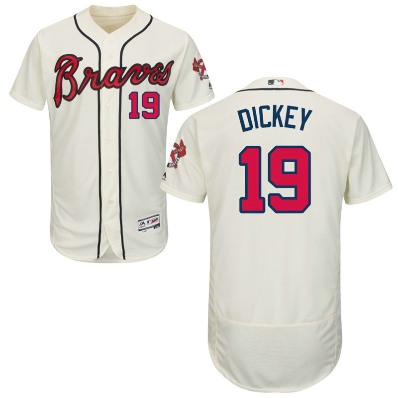 Atlanta Braves R.A. Dickey #19 Ivory Alternate Flex Base Jersey