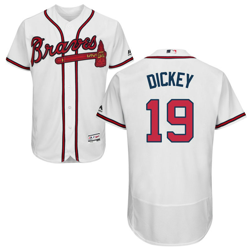Atlanta Braves R.A. Dickey #19 White Home Flex Base Jersey