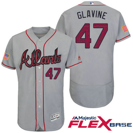 Atlanta Braves #47 Tom Glavine Grey Stars & Stripes 2016 Independence Day Flex Base Jersey