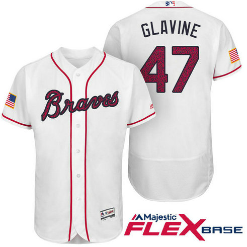 Atlanta Braves #5 Tom Glavine White Stars & Stripes 2016 Independence Day Flex Base Jersey